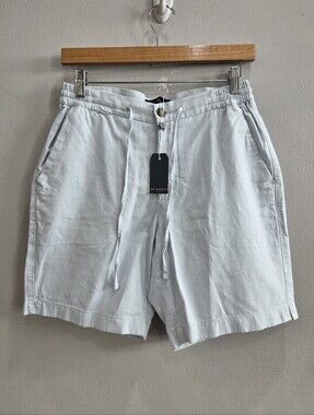 Mr Marvis Handmade Shorts Linen Organic Cotton Blue Men's Size 32 Medium